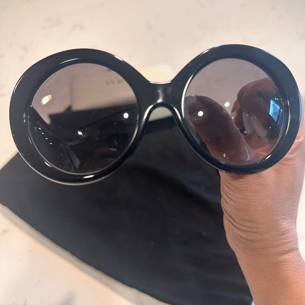 Versace classic black, sunglasses with medusa logo and gold on the side with box